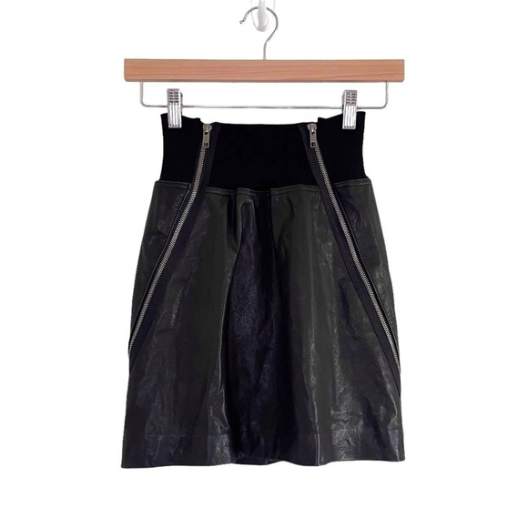 Theory Lamb Leather Mini Skirt Black XS - Picture 2 of 10
